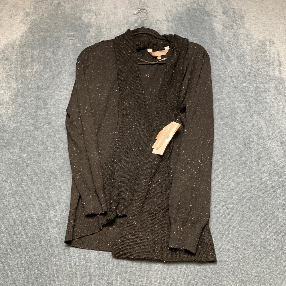 Chloe & Jasmine Cardigan Sweater Women Small Black Long Sleeve Winter Open Front